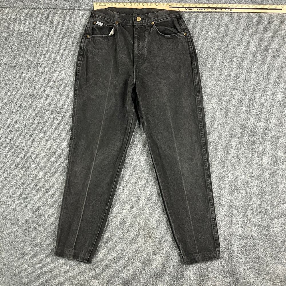 Chic Jeans Womens 12 Petite Black High Rise Tapered Mom Fit Vintage